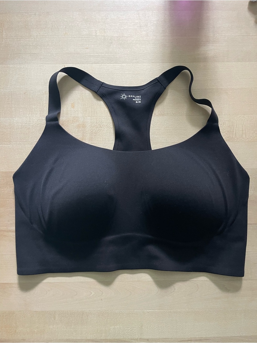 Offline by aerie real me hold me up black Racerback Sports Bra